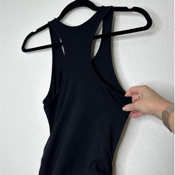 Michael Stars Black Midi Maxi Racerback Ruched Side Tank Dress Small - Picture 6 of 12